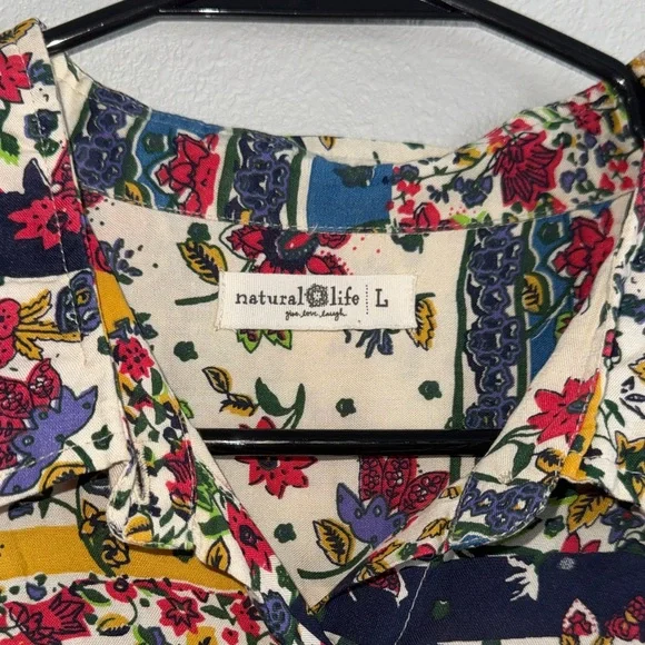 Natural Life Georgia Floral Patchwork Shirt Dress | Size L | NWOT - Picture 5 of 9
